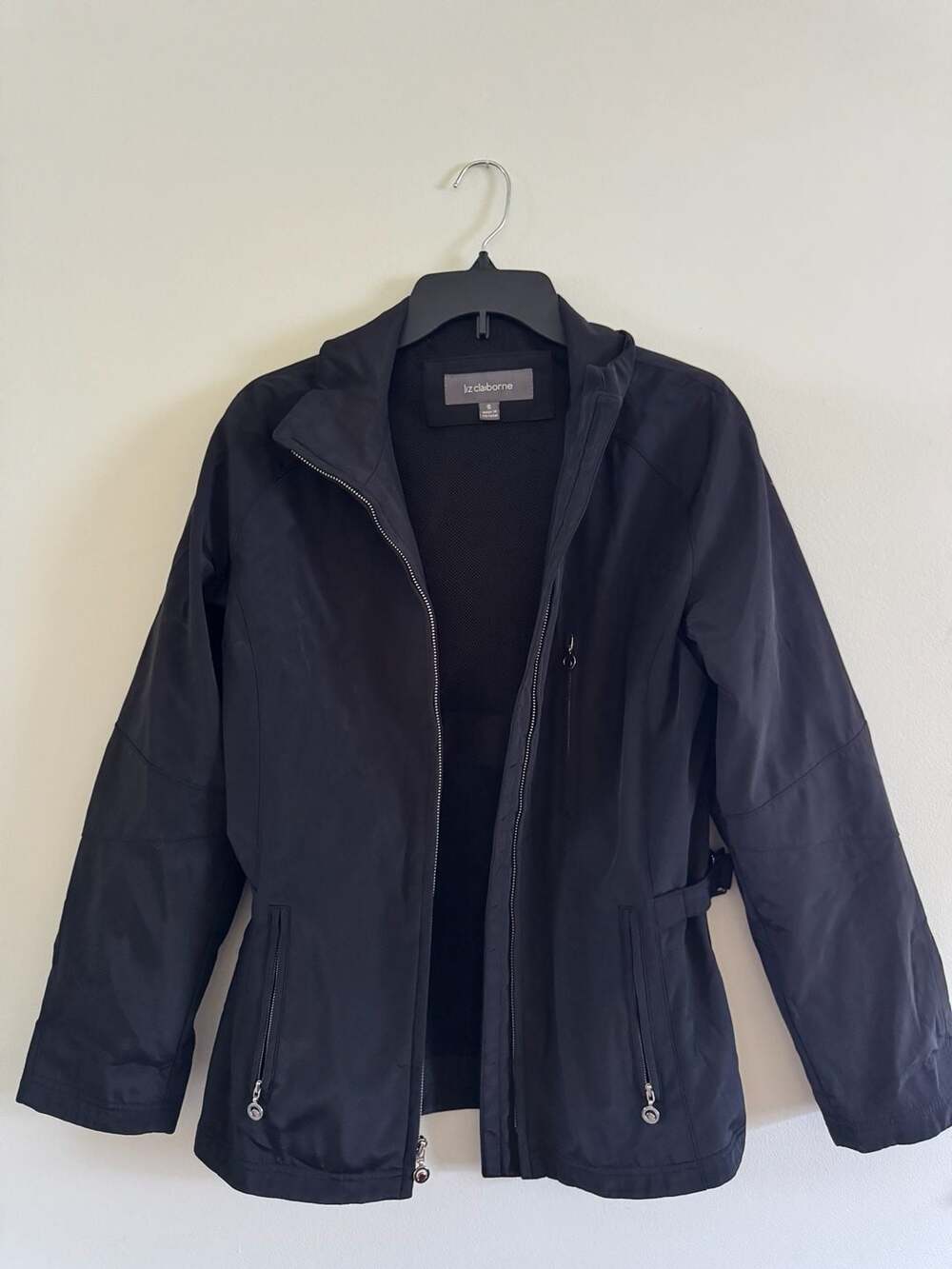 Liz Claiborne Black Utility Softshell Jacket with Hood Size S